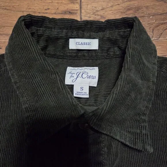 J Crew Classic Corduroy Button Down Shirt Men's Small Green Long Sleeve - Picture 2 of 7